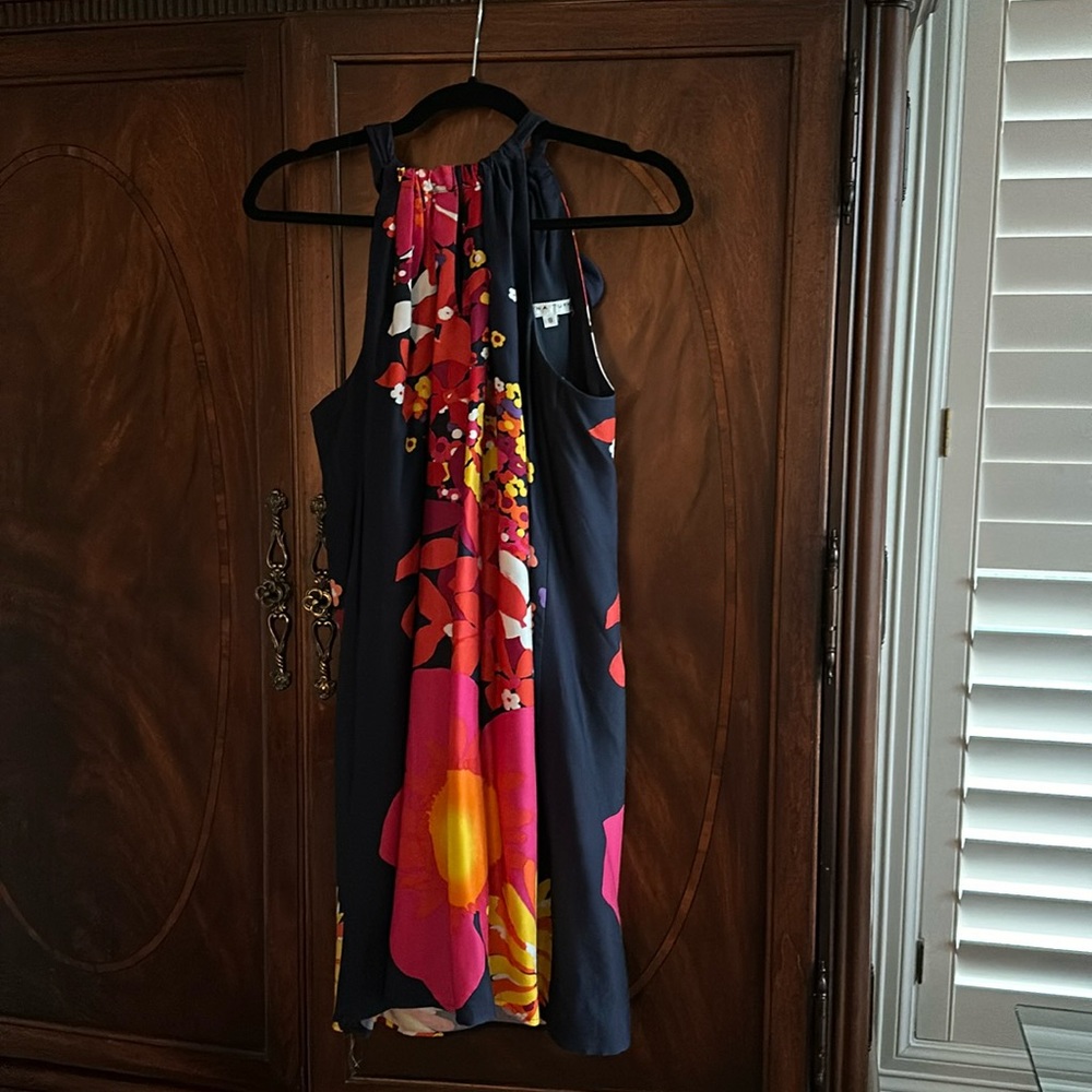 Trina Turk Black and Pink Floral Mini Dress